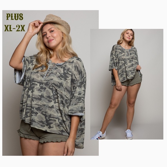 1 LEFT XL! POL CAMO ON CAMO RELAXED PLUS SIZE TOP - Picture 4 of 7